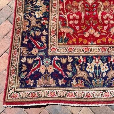 Vintage rug measures 82" x 109"