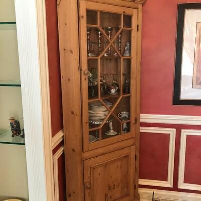 Vintage Pine Corner Hutch