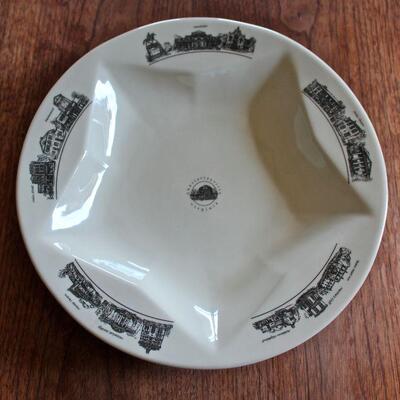 Charlottesville commemorative ceramic bowl with images of significant buildings in the city's history.  Star design.