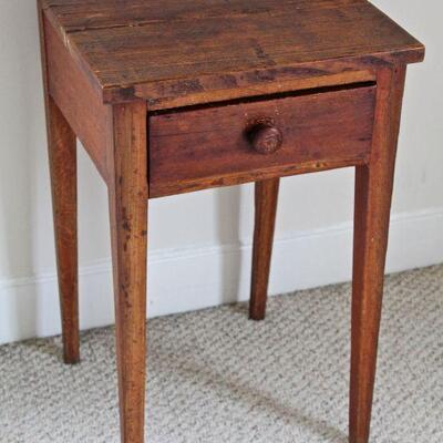 antique pine single drawer side table