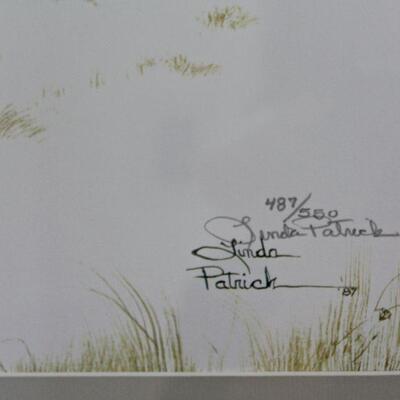 detail of Linda Patrick signature and edition number