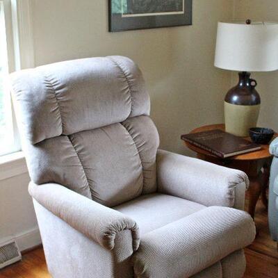 Lazy Boy recliner with tan upholstery. 