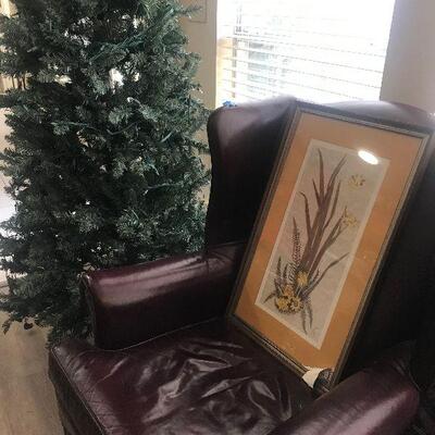 OxBlood Leather Side Chair, 9ft. Christmas Tree