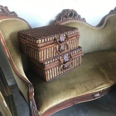 Hand Carved Antique Victorian Settee