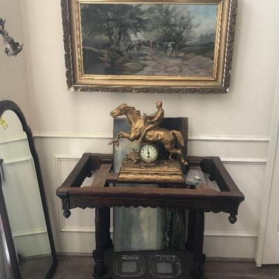 Original Oil Artwork, Antique Eastlake Table Base only