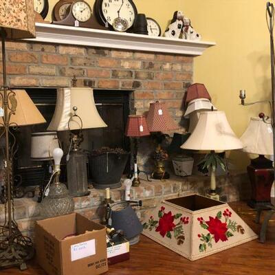 Large selection of lamps and clocks