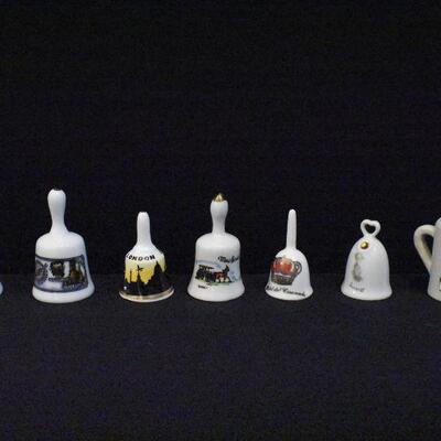 6 Miniature Hand Bells & Miniature Plastic Stein