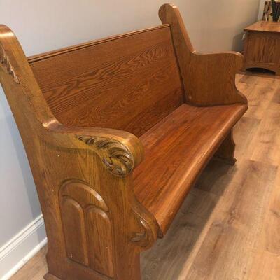 Traditional Pew Cut Down the perfect size. Great for front hall, covered porch or in this case, waiting for your turn to shoot pool at...