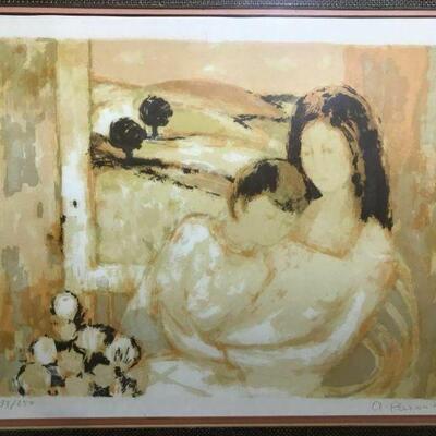 https://www.ebay.com/itm/124680934935	CF7002T André Plisson (French b.1929) framed and matted lithograph under glass WOMAN HUGGING SON...