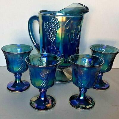 https://www.ebay.com/itm/124694836677	CC8035 SET OF BLUE CARNIVAL GLASS CUPS WITH PITCHER	Auction
