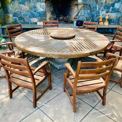 83â€ diameter large custom patio table with Summit chairs 