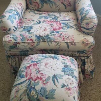 Vibrant chair with matching ottoman