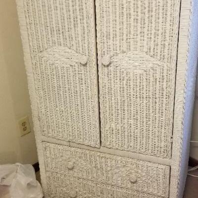 white wicker chest of drawers