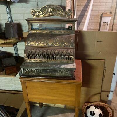 Antique brass cash register