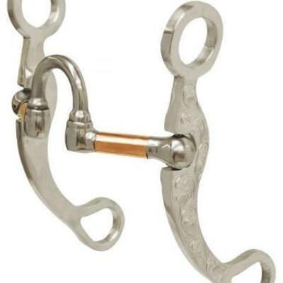 44	

NEW Medium swivel port mouth bit with copper rollers. Bit
Medium swivel port mouth bit with copper rollers. This bit features 8
