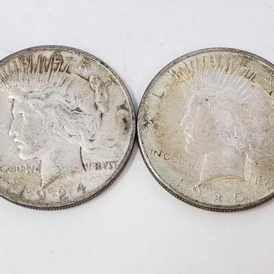 1402	

One 1924 Silver Peace Dollar and One 1925 Silver Peace Dollar
One 1924 Silver Peace Dollar and One 1925 Silver Peace Dollar
Paid...