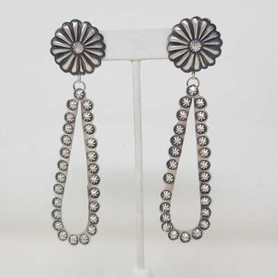 1248	
Large Native American Eugene Charley Sterling Silver Dangle Earrings, 13.4g
WEIGHS APPROX. 13.4G MEASURES APPROX. 1"Ã— 4"...