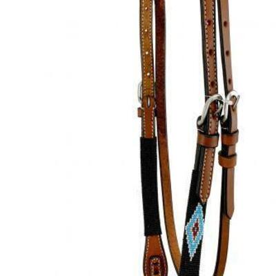 64	

Medium Brown Argentina cow leather brow-band headstall with beaded overlay design
Medium Brown Argentina cow leather brow-band...