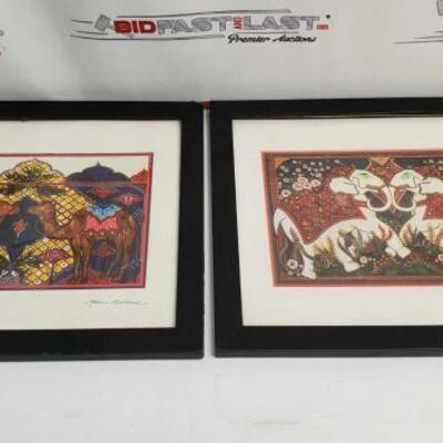 2628	

2 Pieces of Framed Artwork
2 PIECE FRAMED ARTWORK Appears to be signed by Masa Abbeied Measures approx. 18Ã—16
 	 