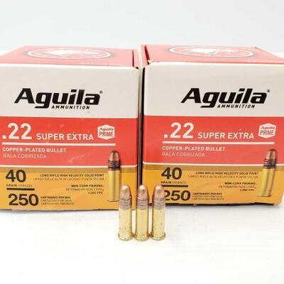 #807 â€¢ New In Box 500 Rounds Of Aguila .22 Super Extra 40 Grain