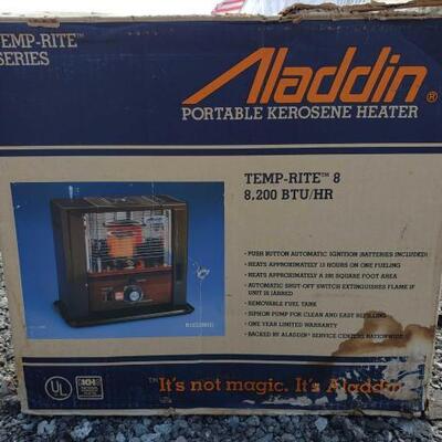 10530	

Aladdin portable kerosene heater
Aladdin portable kerosene heater temp rite 8 8,200 btu/ hr