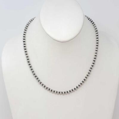 1262	

Old Pawn Sterling Silver 5mm Beaded Necklace, 14.9g
Weighs Approx. 14.9g Measures Approx. 18" 5mm beeds