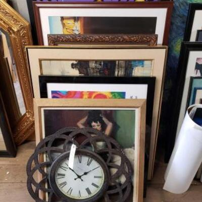 7008	

12 Pieces Of Framed Art And Wall Clock
Art Ranges In Size From Approx: Clock Measures Approx: 23" D