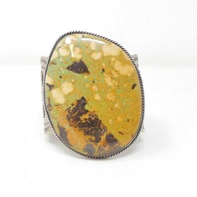 1146	

Native American Chminey Butte Large Statement Sterling Silver Cuff With Turquoise Stone, 194.4g
Stamped "Chimney Butte"...