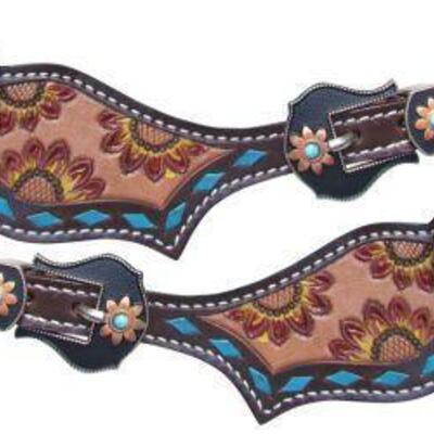 59	

NEW Ladies Hand Painted Sunflower Spur Straps with turquoise buckstitch.
Ladies Hand Painted Sunflower Spur Straps with turquoise...