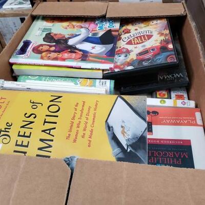 #14012 â€¢ 36 Boxes Of Books, Dvds, And Power Cords
