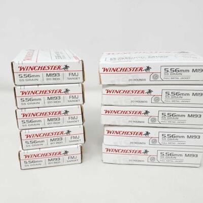 1021 • 10 Factory Sealed Boxes of 20 Round Winchester 5.56mm 55 Grain