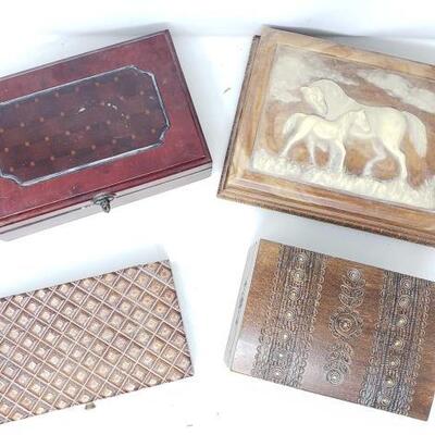 1334	

4 Wooden Jewelry Boxes
Ranging In Size From Approx: 10