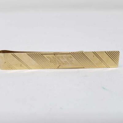 1302	

14k Gold Tie Clip, 6.6g
Weighs Approx 6.6g