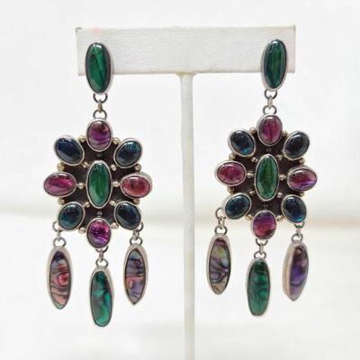 1186	

Pair of Nakai Sterling Silver Earrings, 29.4g
Weighs approx. 29.4g
Measures approx. 1.5 Ã— 3.5
Stamped NAKAI STERLING