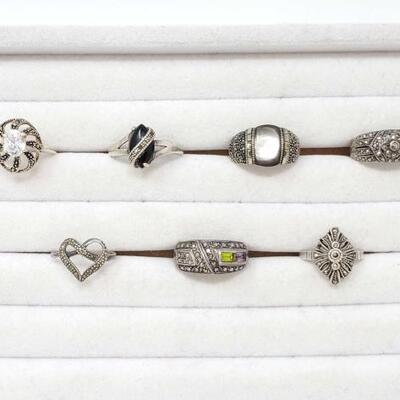 1288	

7 Vintage Sterling Silver Ring 31.7g
Weighs Approx 31.7g Sizes Include 7, 8, 7.5, 9, 9.5