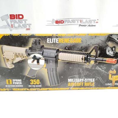 2680	

MILITARY-STYLE AIRSOFT RIFLE
MILITARY-STYLE AIRSOFT RIFLE Spring power 350 feet per second Elite Renegade