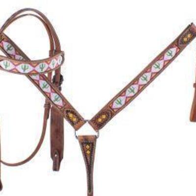 35	

NEW Cactus Print Beaded headstall and breast collar set
Cactus Print Beaded headstall and breast collar set