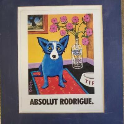 7005	

Absolut Rodrigue Blue Dog Print
Measures approx 11" x 14"