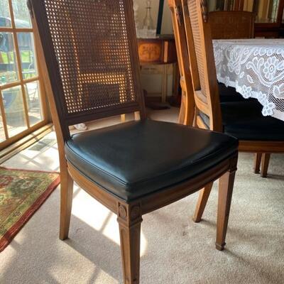 Vintage Henredon Dining Table, 2 Leafs & 8 Chairs w/Table Pad - 65" Length + 20" per Leaf x 45" Wide x 29" Tall -...