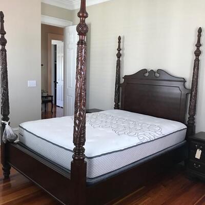 palm leaf 4 poster queen bed with inter-changeable foot posts $350
boxspring and mattress SOLD