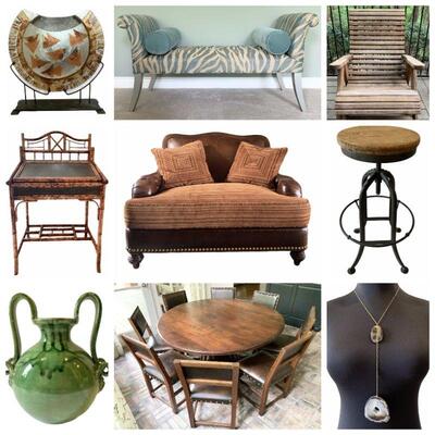 Wonderful Leather & Wood Furniture, Pool Table, Shuffleboard, Dining Set, Rustic Cabinet, Bar Stools, Cantoni Sofa, Patio Furniture,...