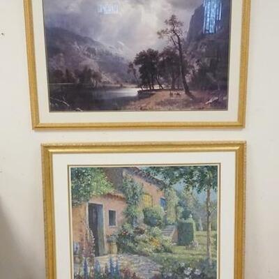 1305	2 LARGE FRAMED PRINTS, LANDSCAPE & A COUNTRY HOUSE, LARGEST IS 42 3/4 IN X 31 1/4 IN INCLUDING FRAME

