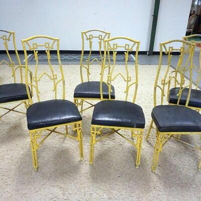 1098	LOT OF 6 CAST METAL TWIG FORM PATIO CHAIRS, 2 ARM AND 4 SIDES, SEATS WORN
