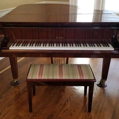 1022	PETROF BABY GRAND PIANO W/MATCHING BENCH, 60 1/4 IN WIDE X APPROXIMATELY 63 IN LONG

