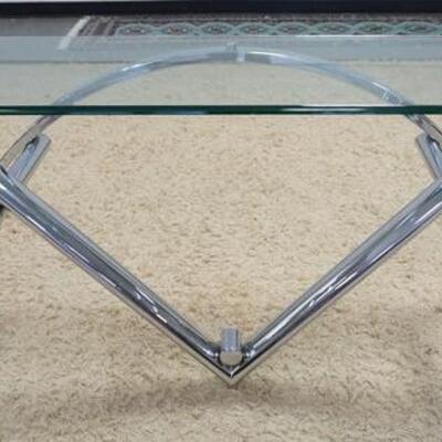 1029	GLASS & CHROME HALLWAY TABLE, 66 IN X 19 1/4 IN X 29 1/2 IN HIGH
