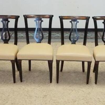 1023	SET OF 6 LYRE BACK LEATHER SEAT CHAIRS
