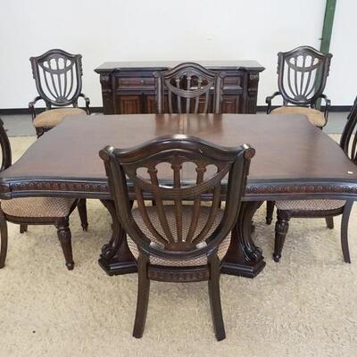 1034	FAIRMONT DESIGNS 10 PC DINING ROOM SET INCLUDING DINING TABLE WITH 2 LEAVES, 6 CHAIRS AND SIDEBOARD. TABLE 71 1/2 IN X 47 IN X 31 IN...