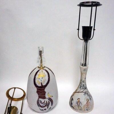 1075	2 ART POTTERY LAMPS, 1 MODERN AND 1 WITH ASIAN INFLUENCE, BOTH SIGNED
