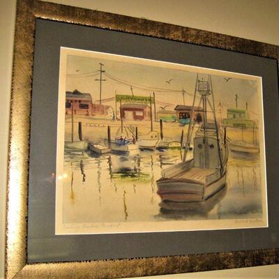 Mildred Waters Original Water color Framed of Newport Harbor, California