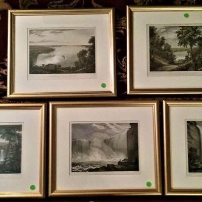 Antique Framed Prints, Five Views of Niagara